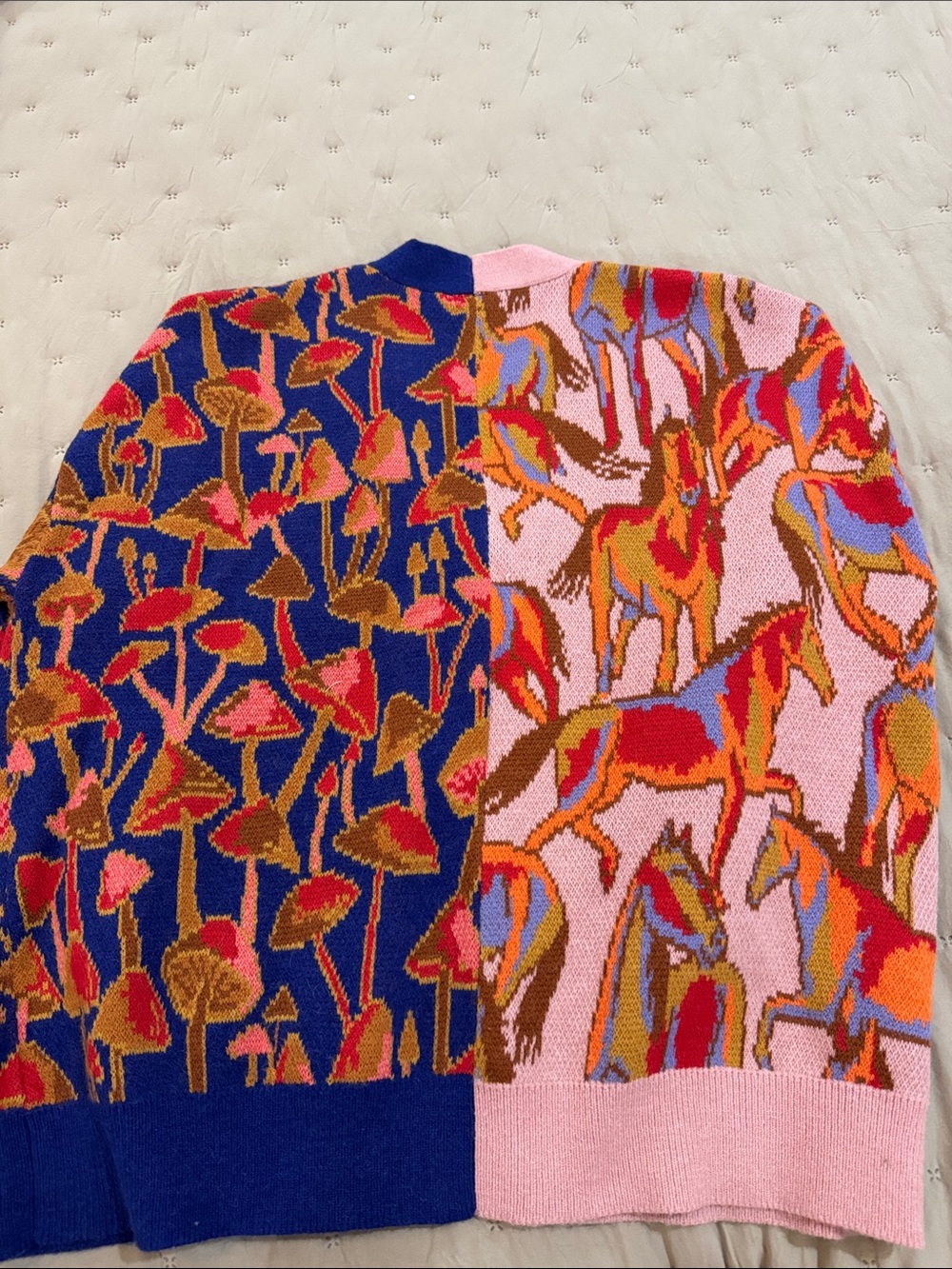 FARM Rio Colorblock Floral Intarsia Cardigan - Pink & Blue - Picture 2 of 3